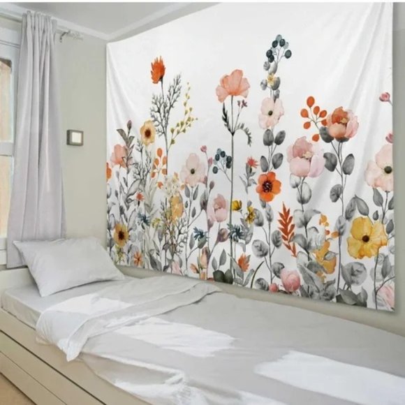 Floral Wildflower Botanical Colorful Garden Outdoor Room Wall Decor Tapestry - Picture 5 of 6